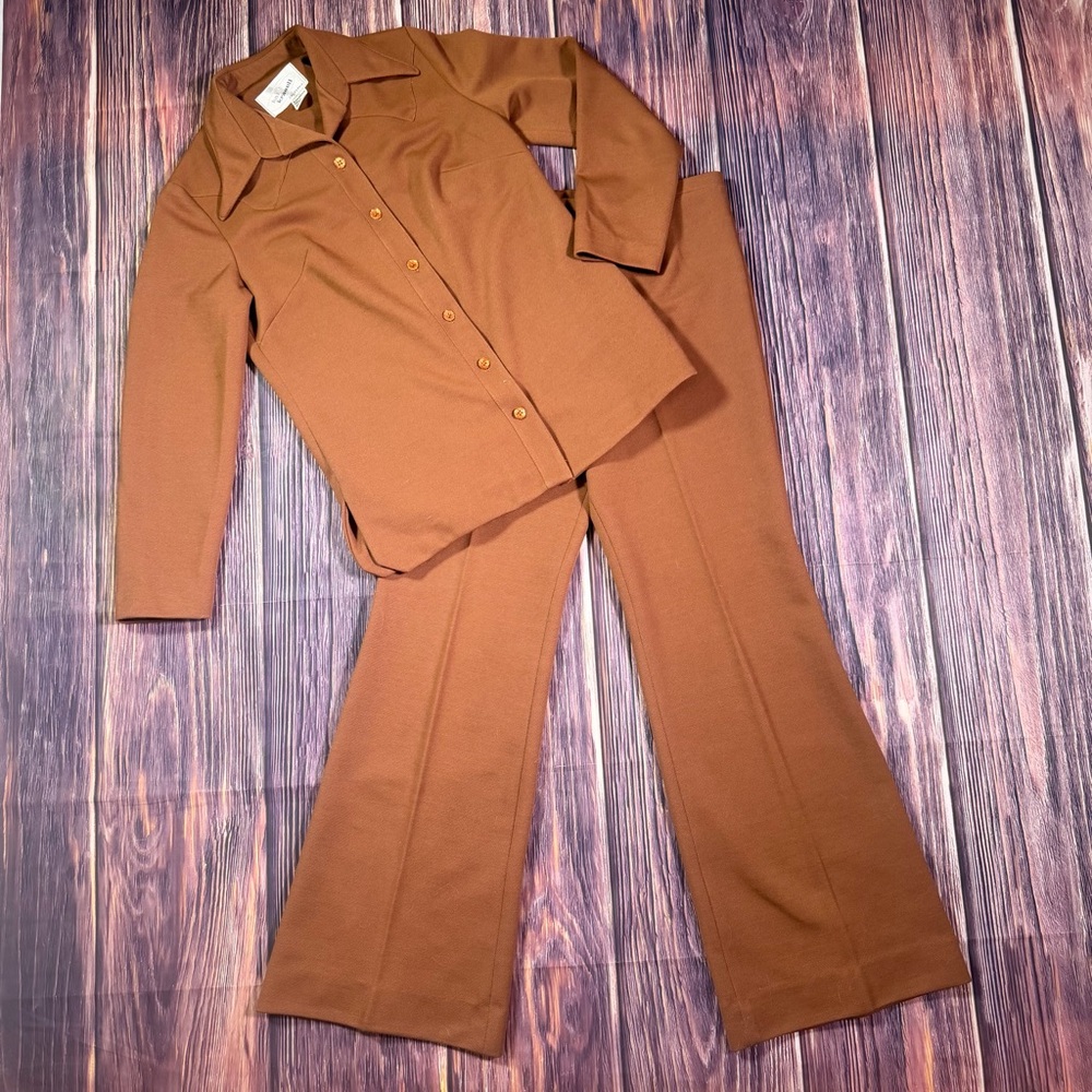 Women’s Vintage Hal‎ Krasell Dagger Collar Western Button Down Pants 2 Piece Set